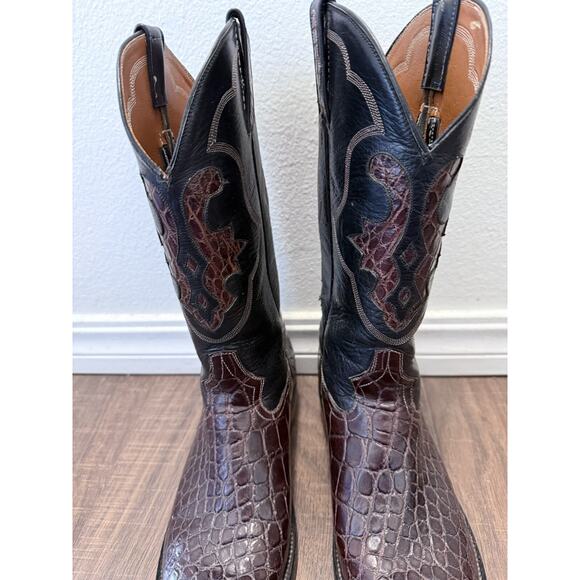 Mens Custom Made Red Brown Caiman Crocodile Western Boots 9.5 E - Picture 4 of 14